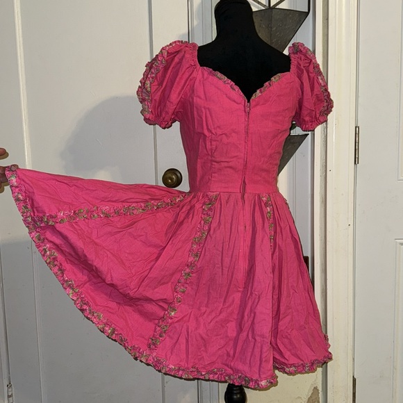 Vintage hot pink square dancing dress! Size SM. Excellent shape! #squaredance - Picture 5 of 11